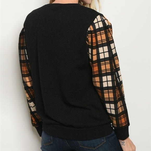 Black and Gold Plaid Top - Picture 2 of 2